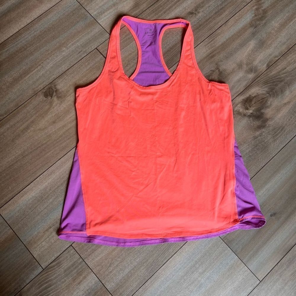 Athleta Womens Racerback Tank Top Orange Purple Size Large Athletic Gym Bin K-31